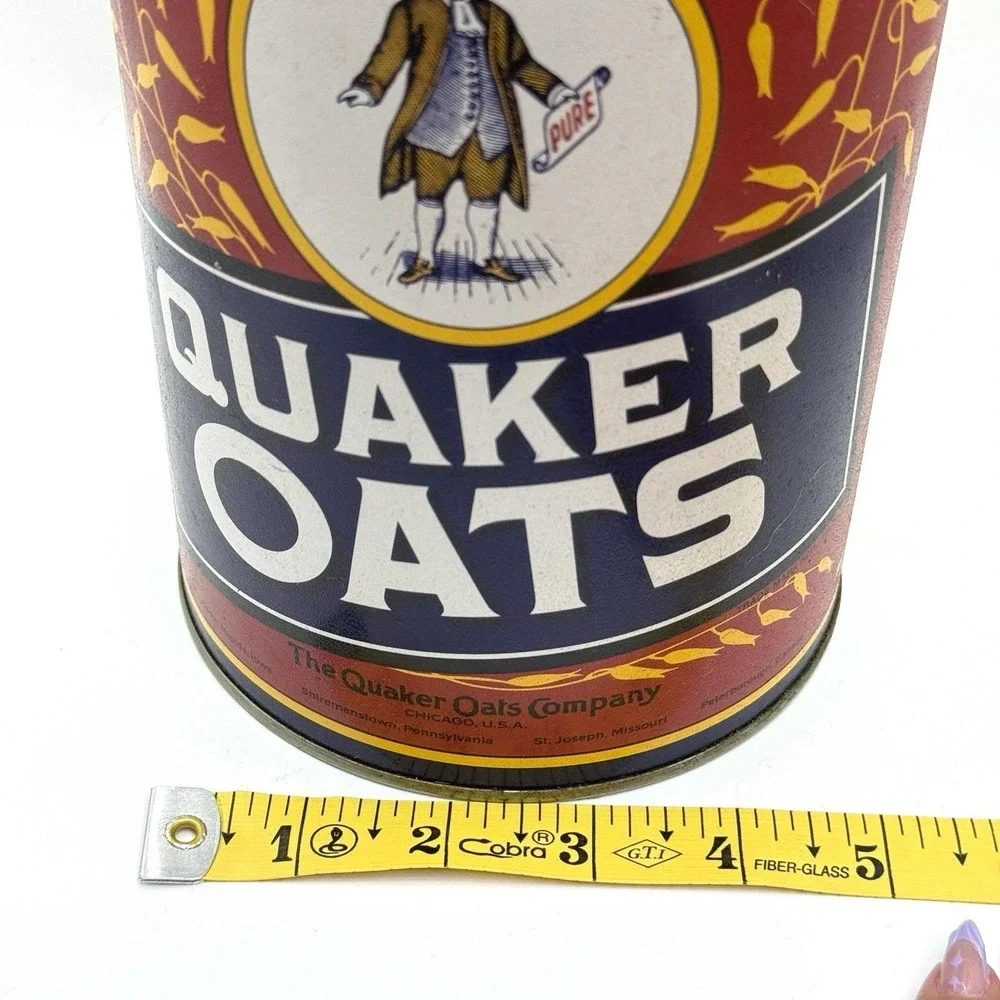 VTG 1990 Quaker Oats Limited Edition Tin Canister Red Blue Gold 8
